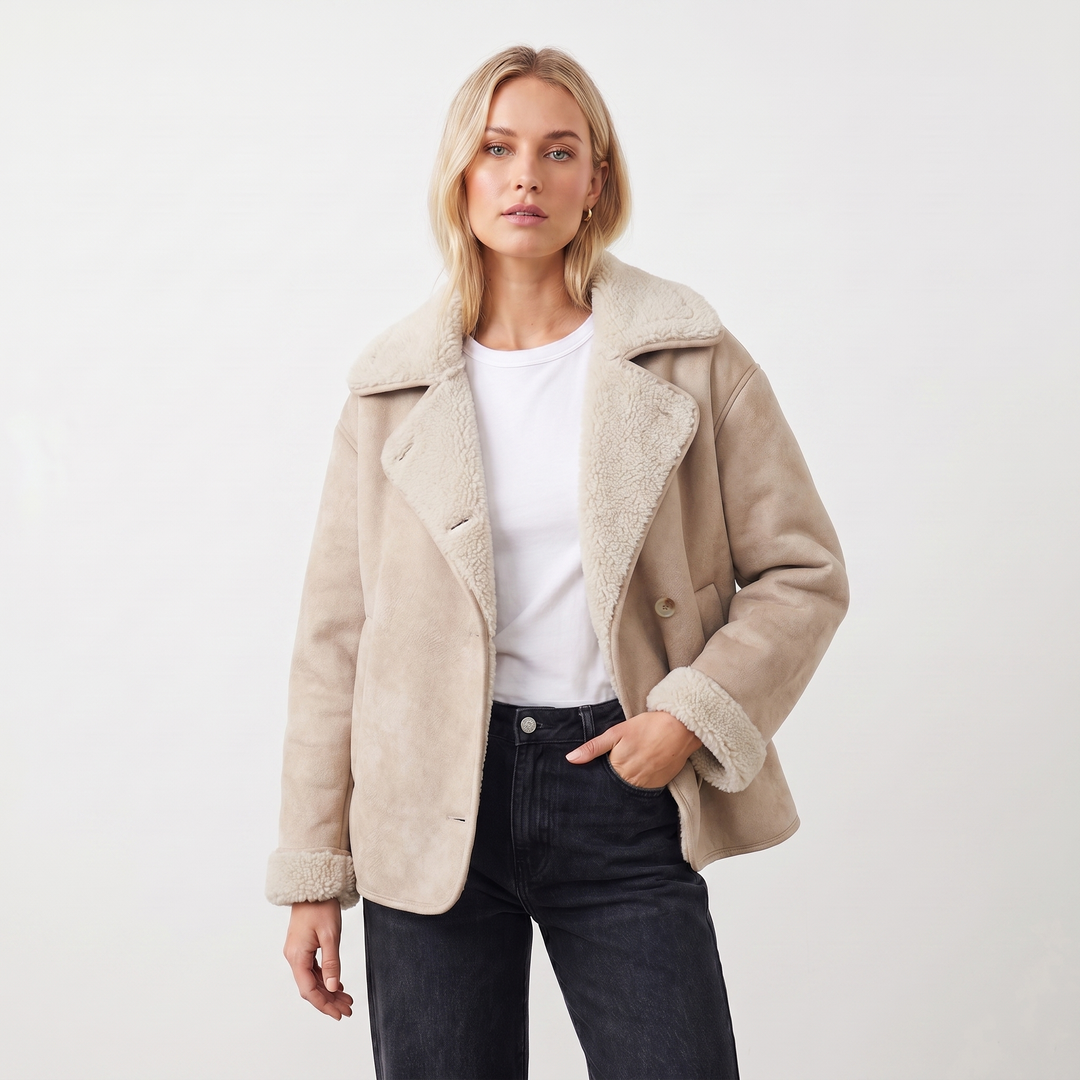 Women's Faux Leather Jacket Oversized Fur Lined Coat