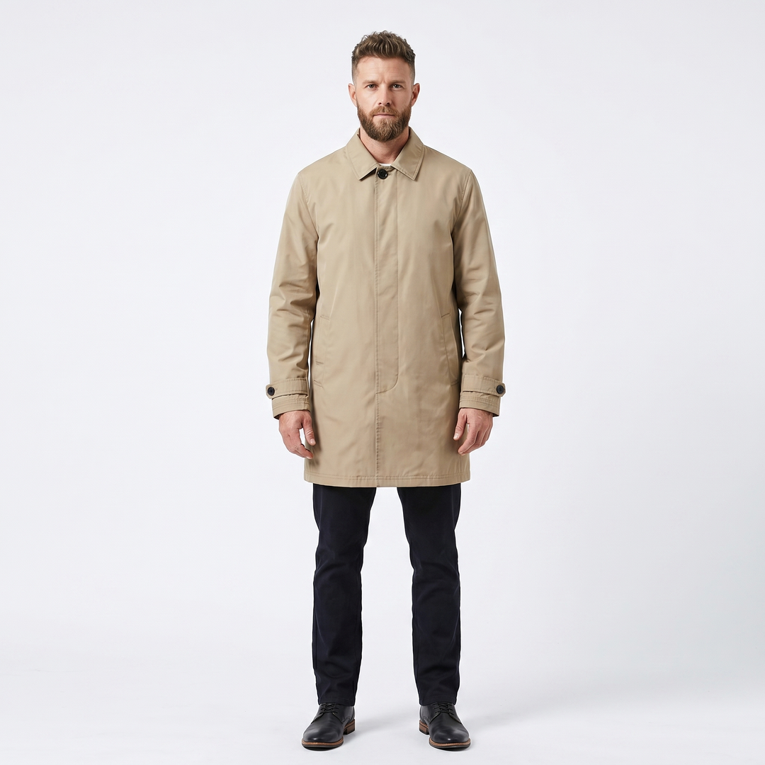 Men's Mid-Length Trench Coat – Waterproof Winter Overcoat