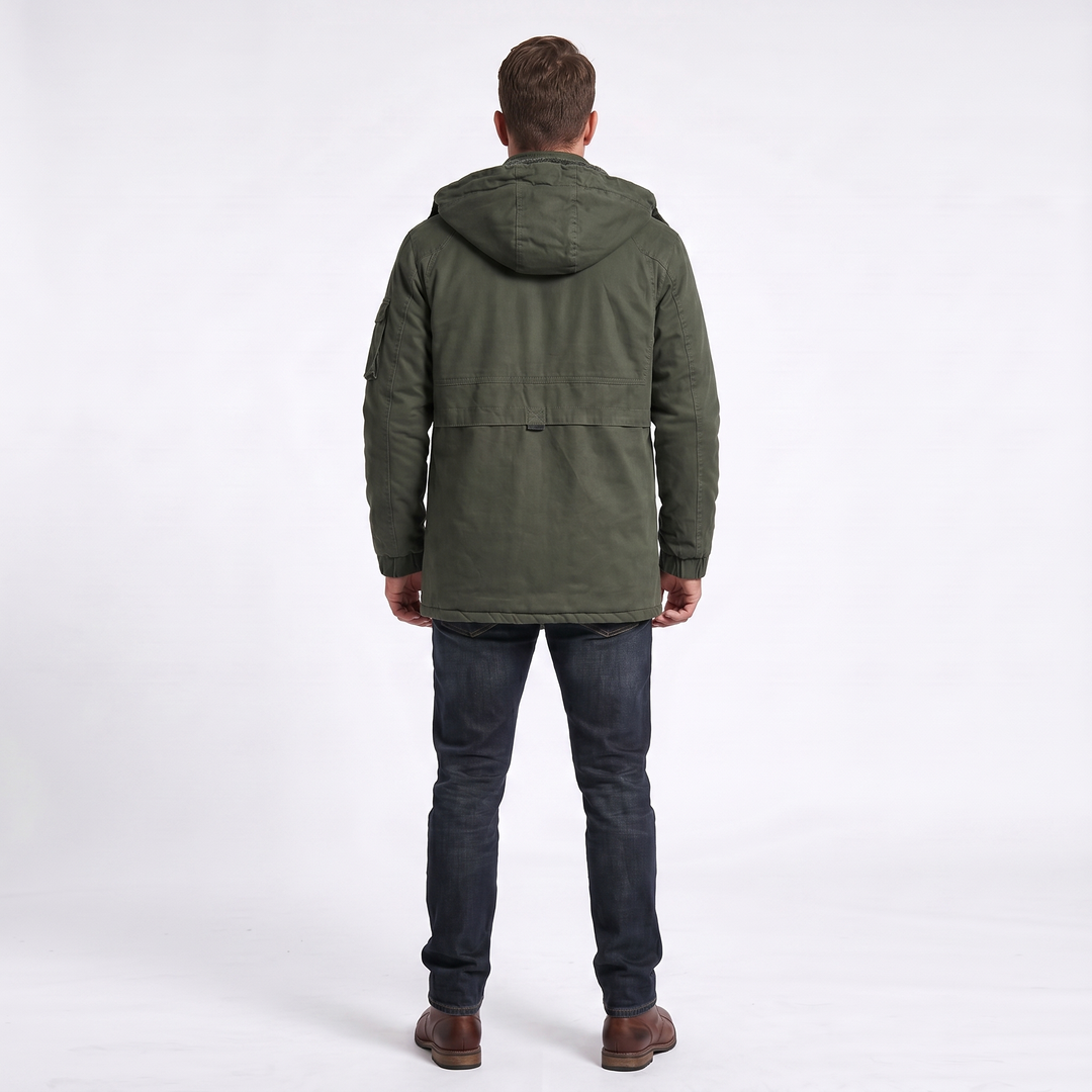 Men's Fleece Lined Hooded Zip Trench Coat – Warm Winter Jacket