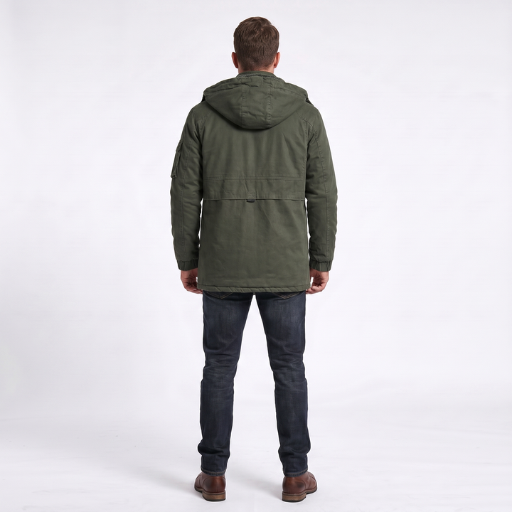 Men's Fleece Lined Hooded Zip Trench Coat – Warm Winter Jacket