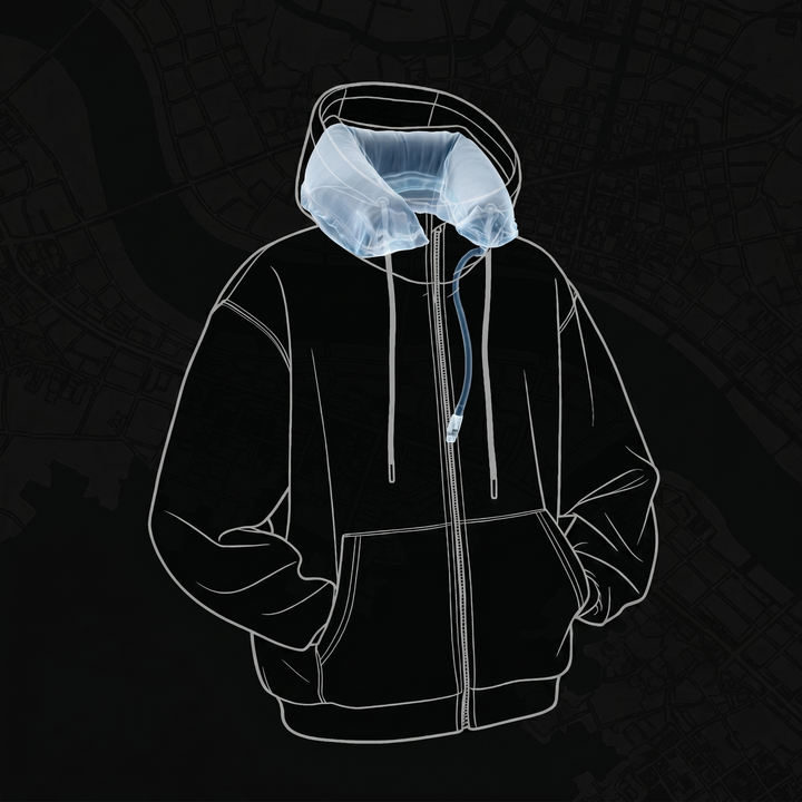 Travel Airbag Hoodie Jumper – Oversized Zip Up Neck Pillow Hoodie