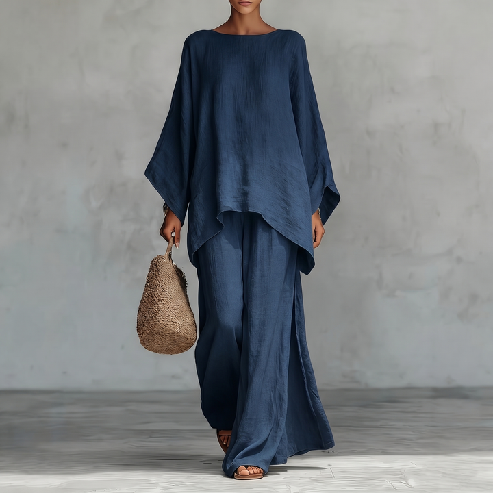 Women's Oversized Batwing Top & Wide Leg Pants Two Piece Set