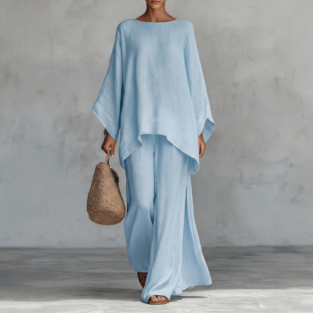 Women's Oversized Batwing Top & Wide Leg Pants Two Piece Set