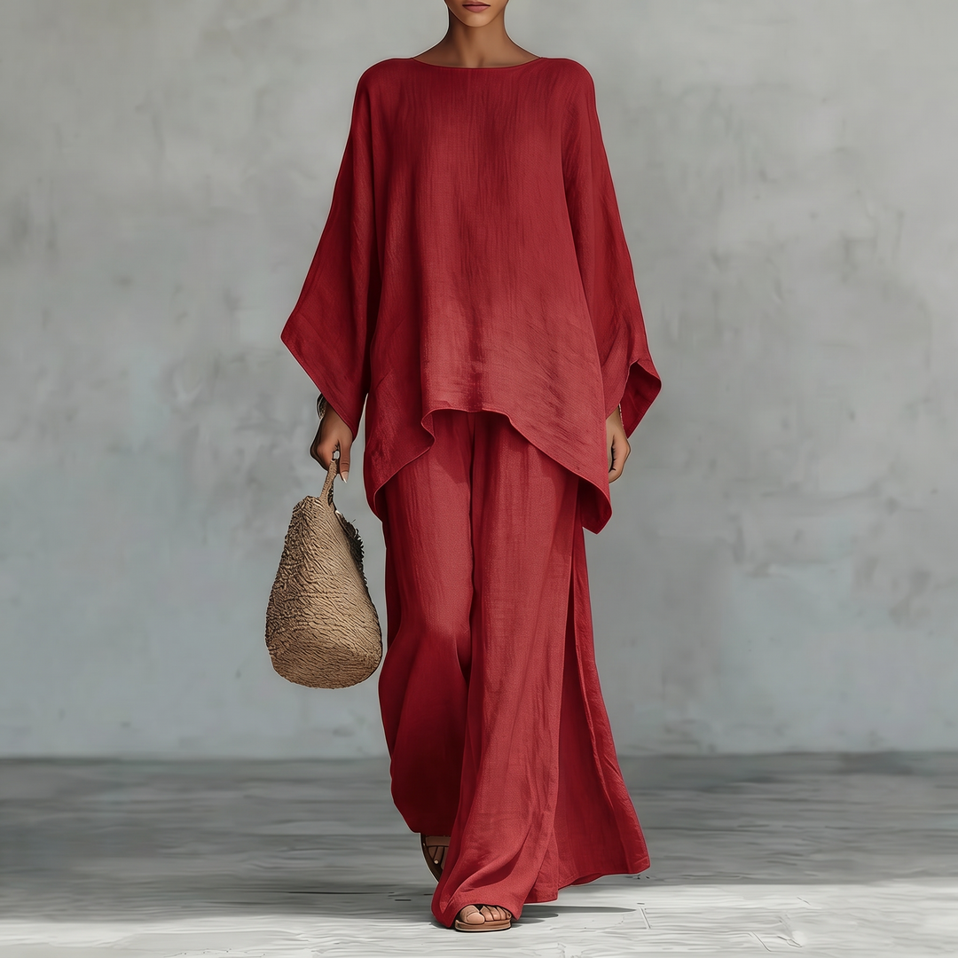 Women's Oversized Batwing Top & Wide Leg Pants Two Piece Set