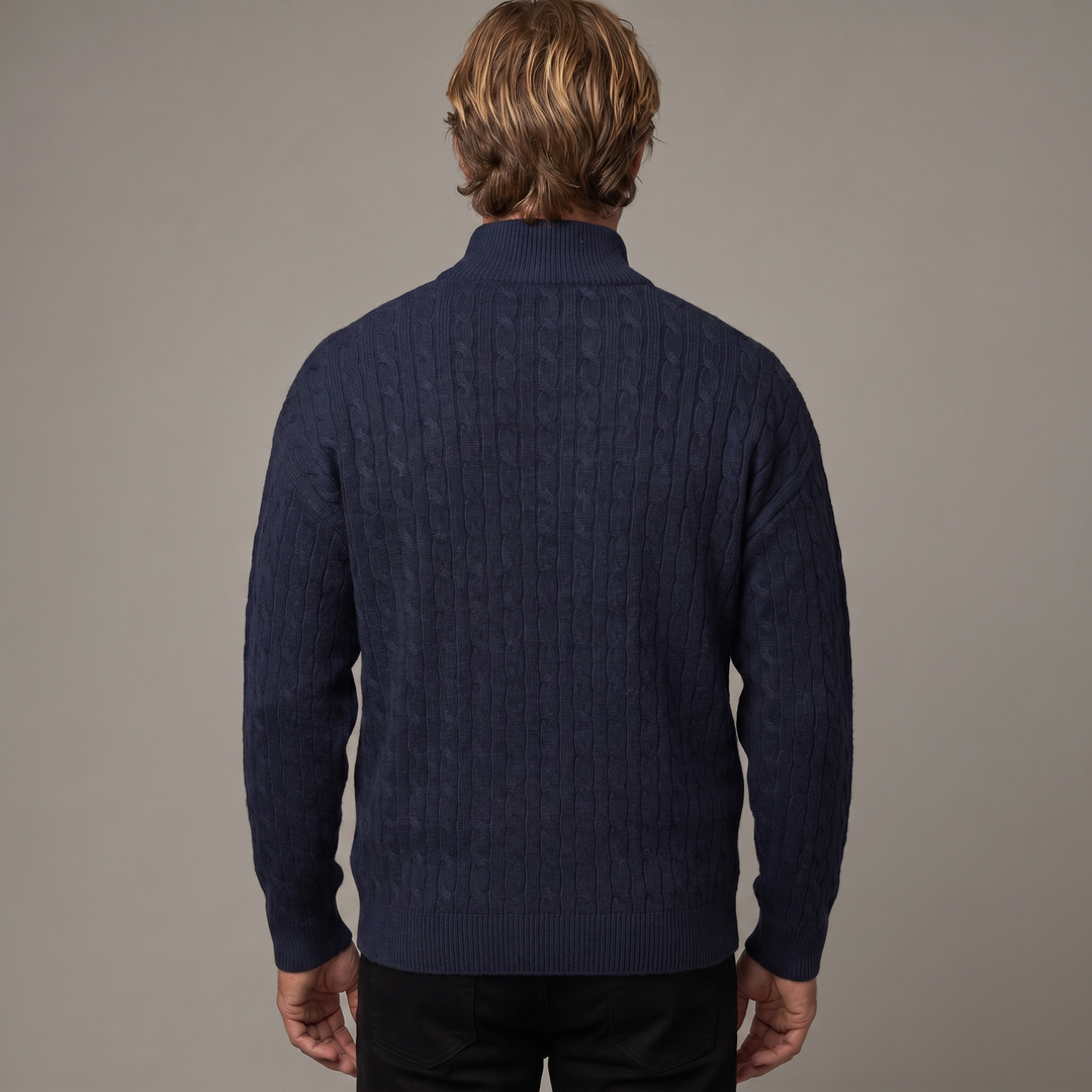 Men's Cable Knit Full Zip Winter Cardigan