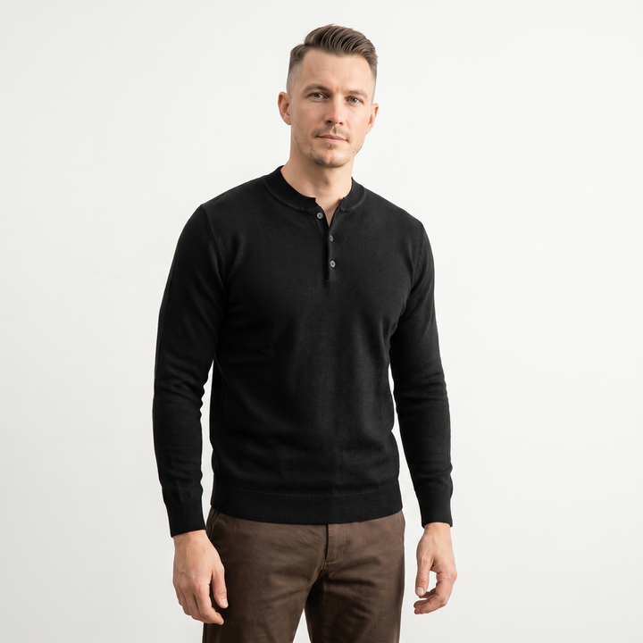 Men's Old Money Henley Collar Knit Sweater