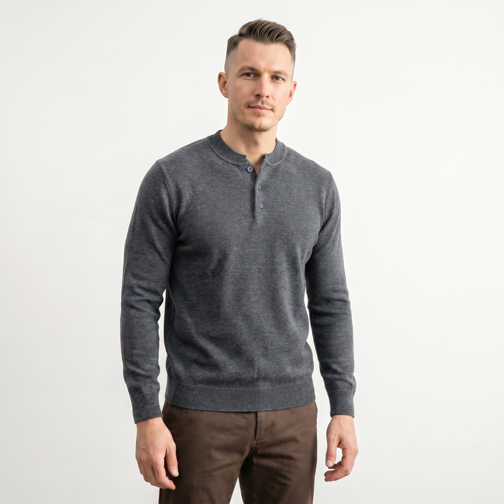 Men's Old Money Henley Collar Knit Sweater