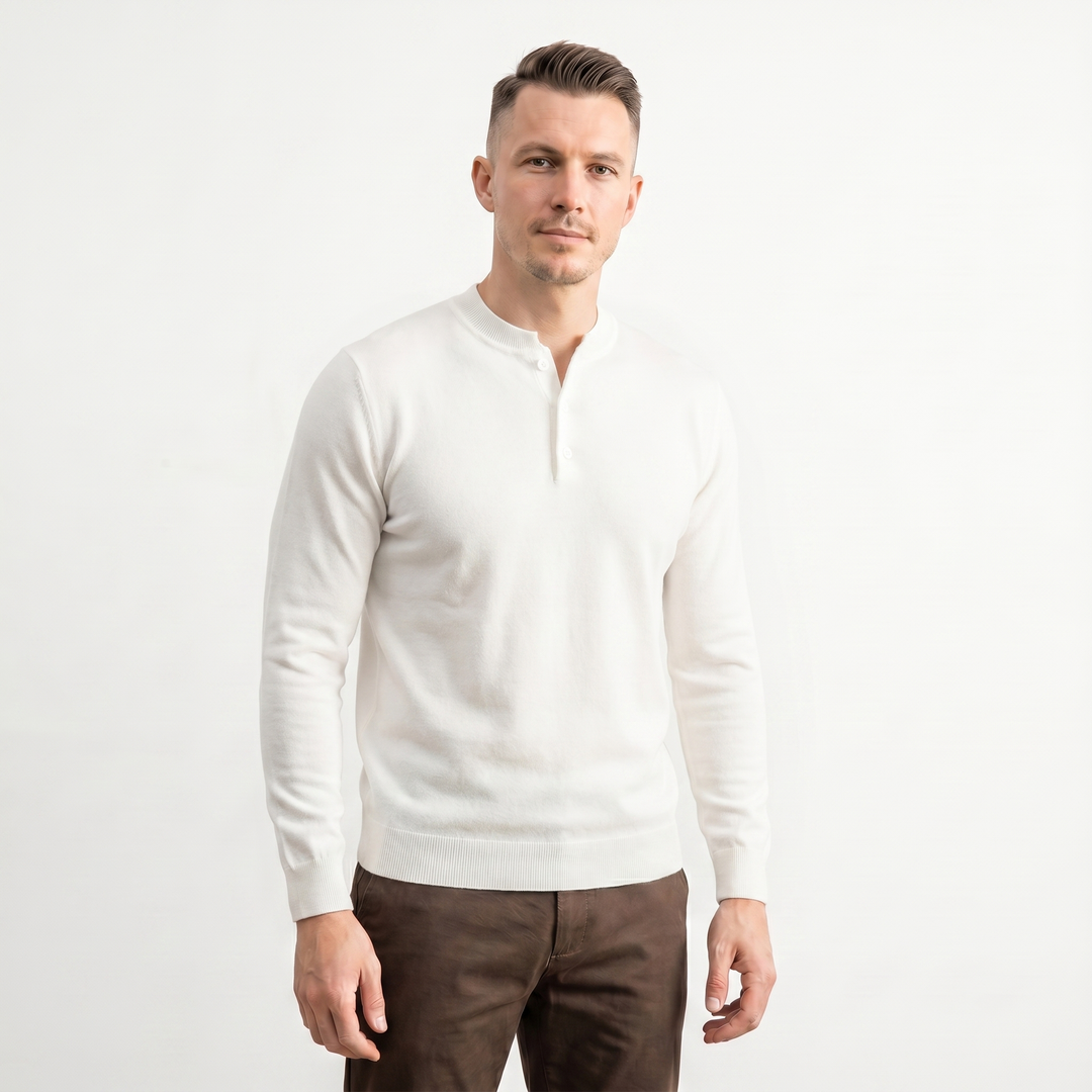 Men's Old Money Henley Collar Knit Sweater