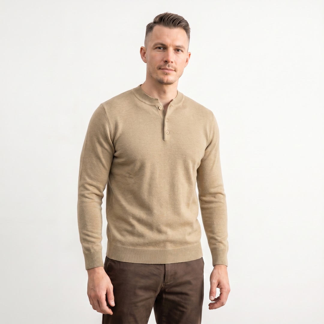 Men's Old Money Henley Collar Knit Sweater