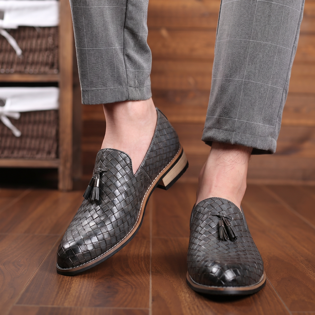 Men's Premium Woven Leather  Slip-On Loafer Shoes