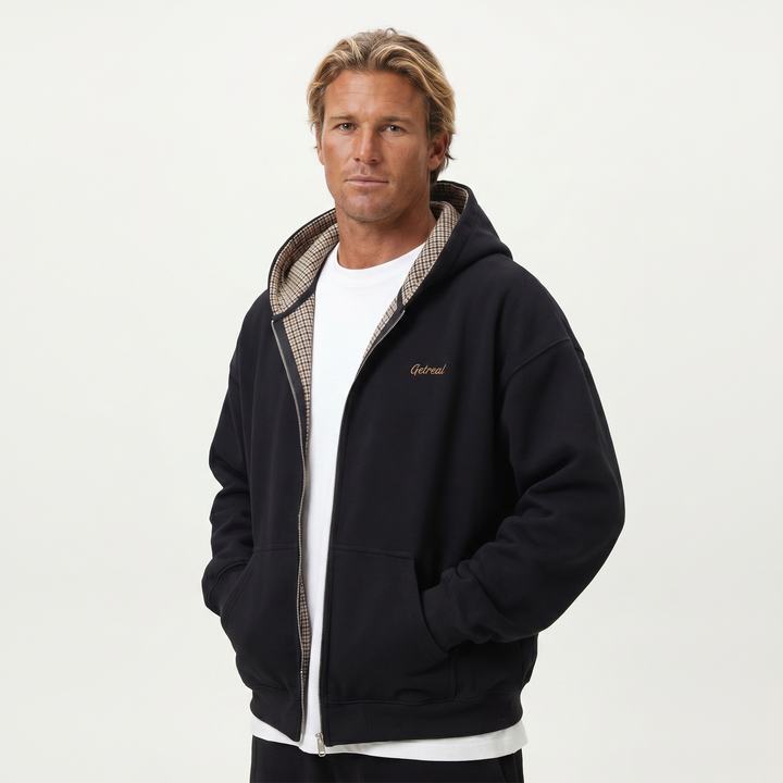 Men's Oversized Solid Colour Zip-Up Hoodie