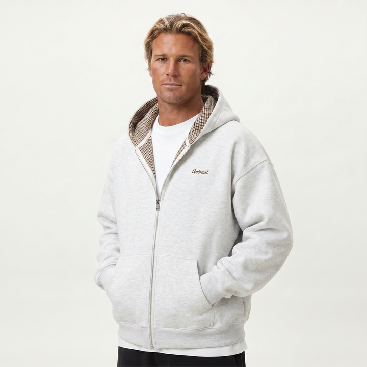 Men's Oversized Solid Colour Zip-Up Hoodie