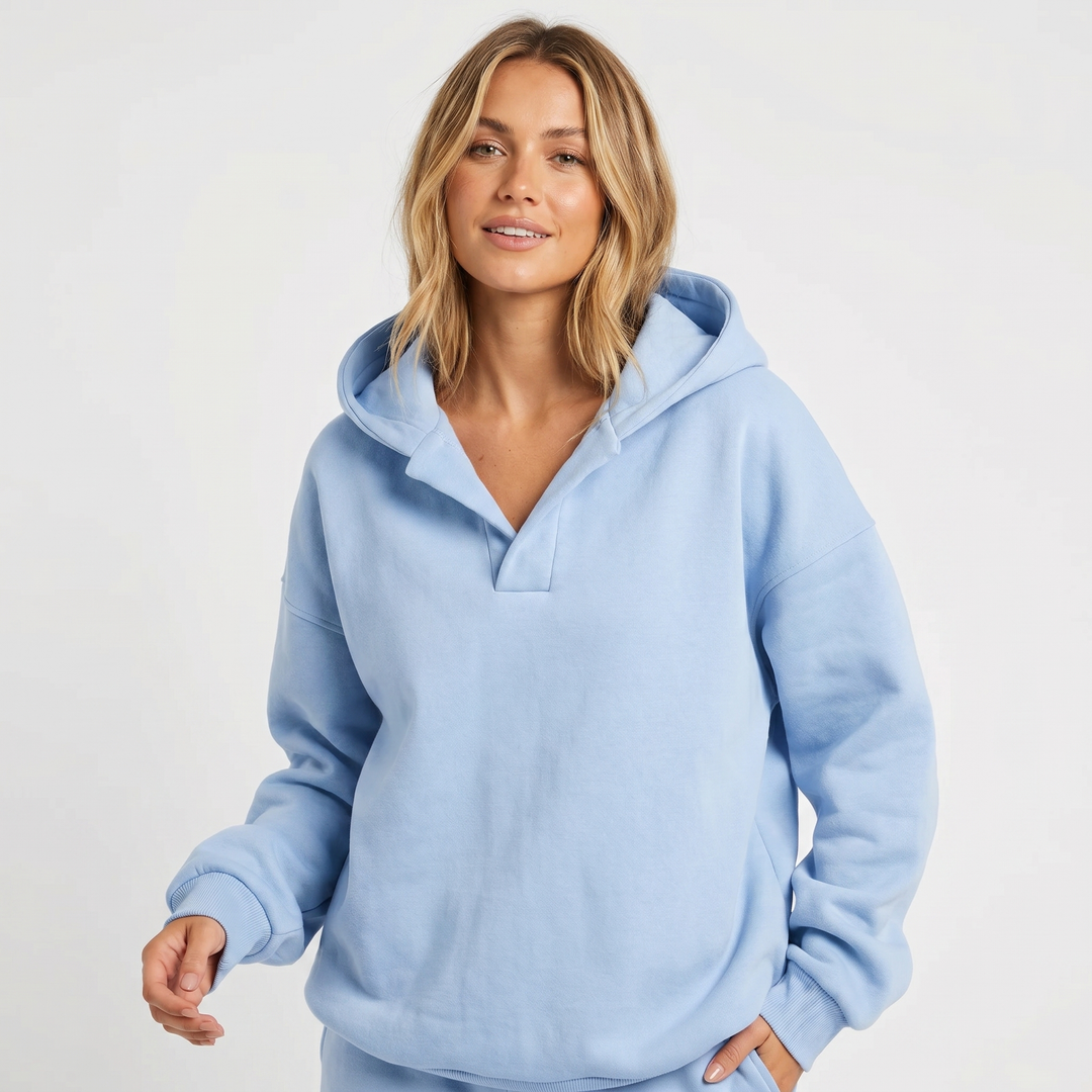 Women's Oversized Soft Fleece V-Notch Jumper
