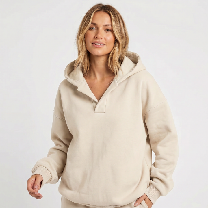 Women's Oversized Soft Fleece V-Notch Jumper