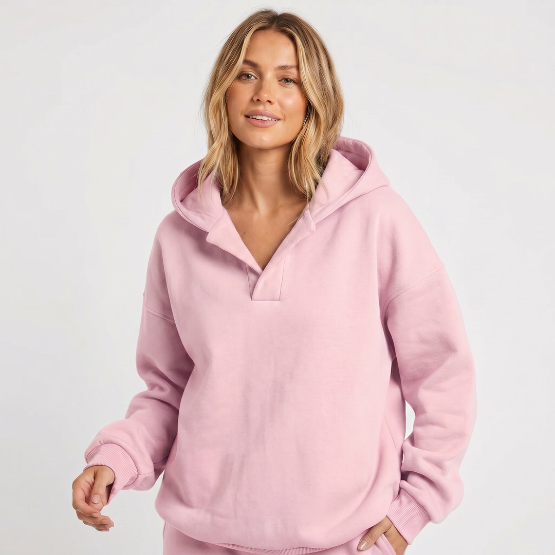 Women's Oversized Soft Fleece V-Notch Jumper