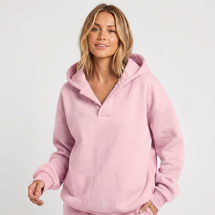 Women's Oversized Soft Fleece V-Notch Jumper