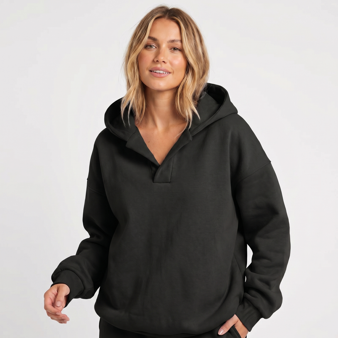Women's Oversized Soft Fleece V-Notch Jumper