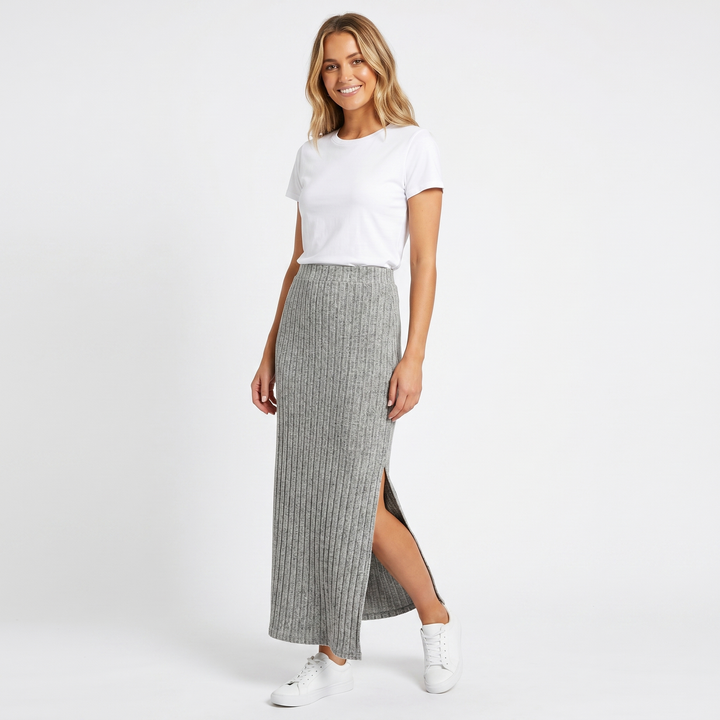 Women's High Waist Side Slit Maxi Skirt