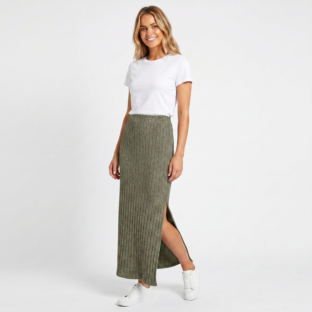 Women's High Waist Side Slit Maxi Skirt