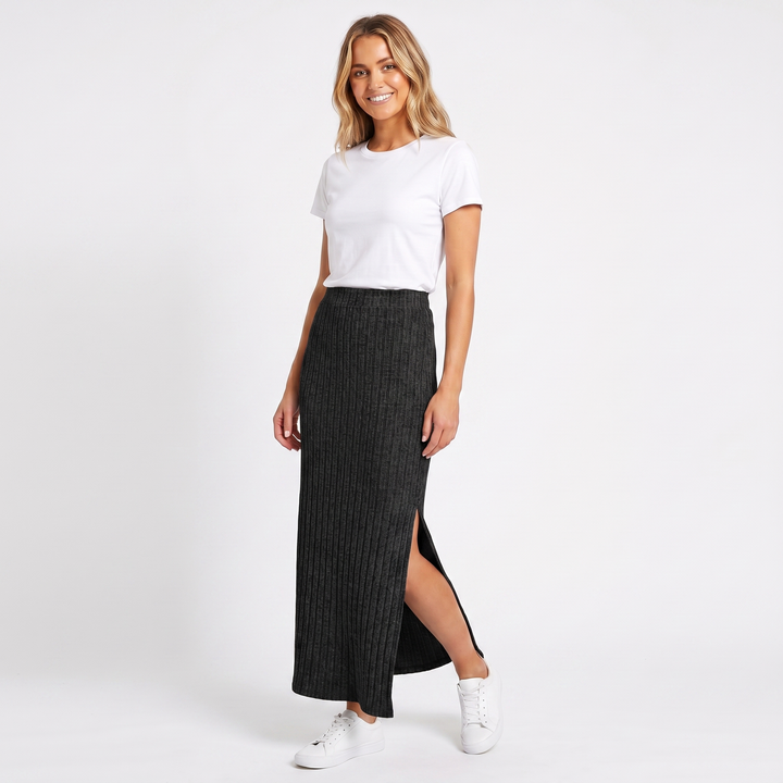 Women's High Waist Side Slit Maxi Skirt