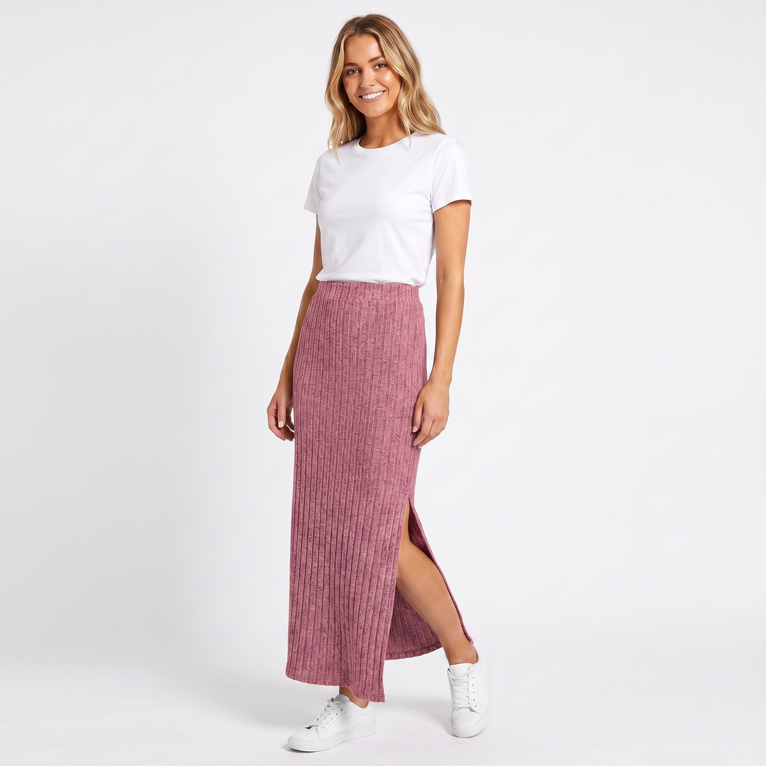 Women's High Waist Side Slit Maxi Skirt