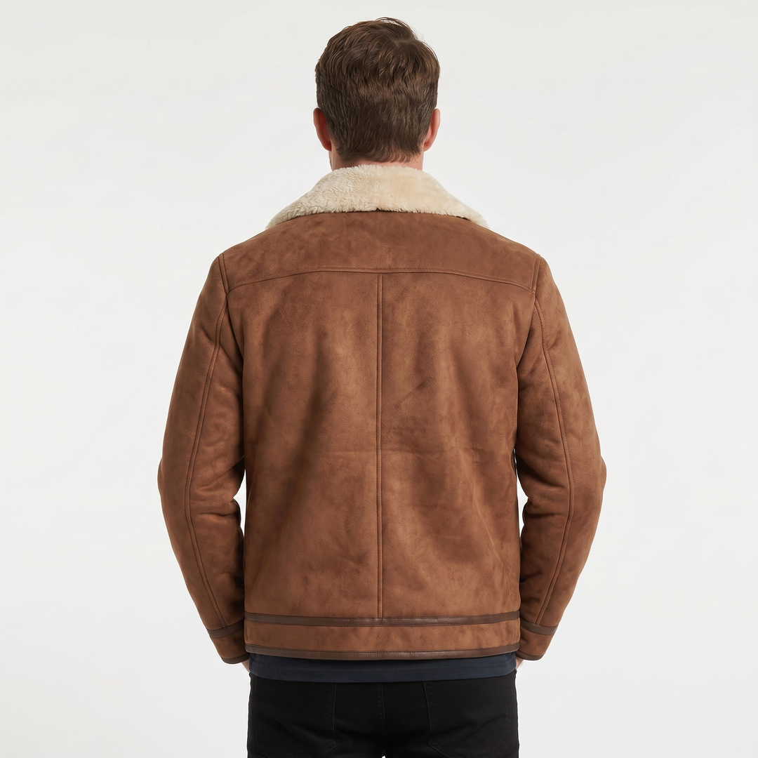 Men's Vintage Brown Suede Shearling Jacket