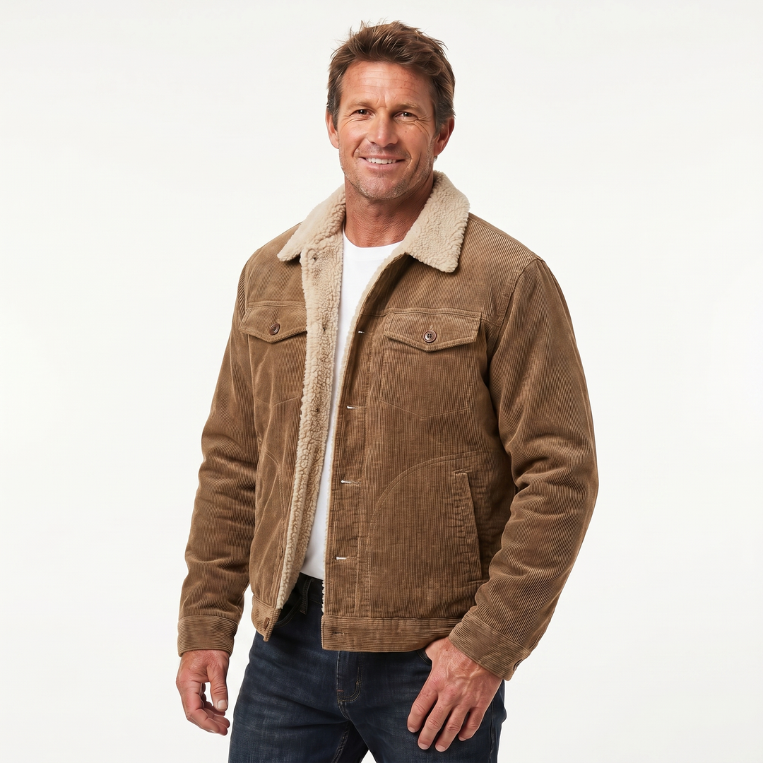 Men's Luxury Double-Sided Shearling Warm Bomber Jacket