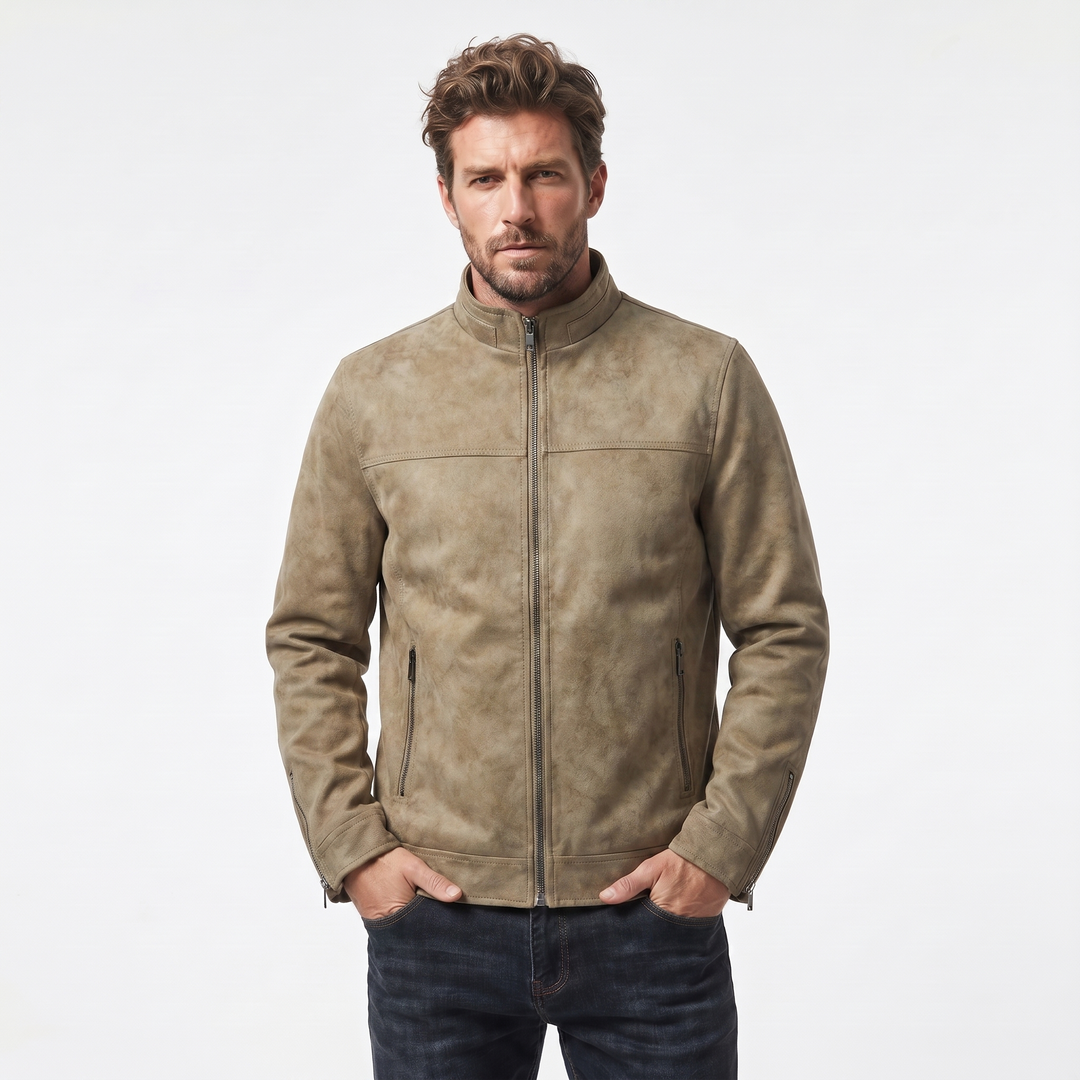 Men's Vintage Distressed Leather Bomber Jacket