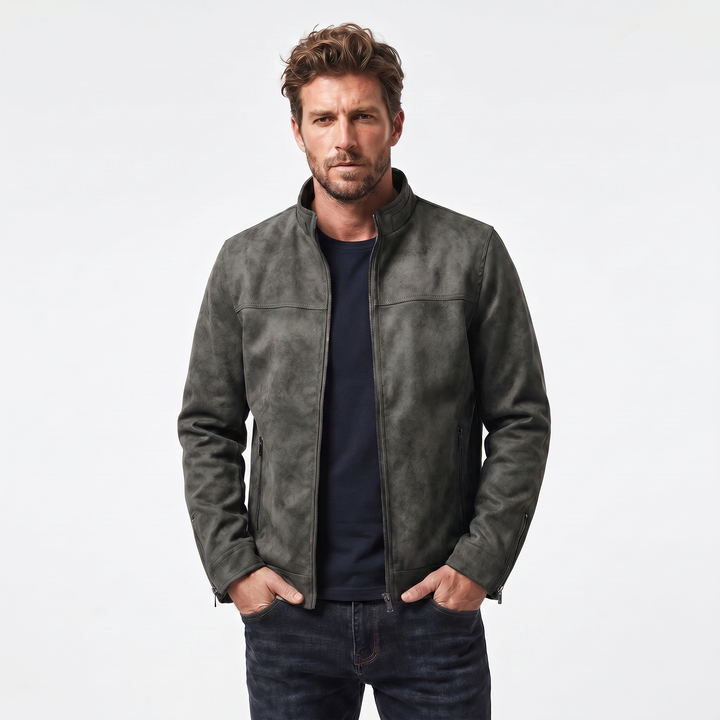Men's Vintage Distressed Leather Bomber Jacket