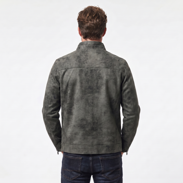 Men's Vintage Distressed Leather Bomber Jacket