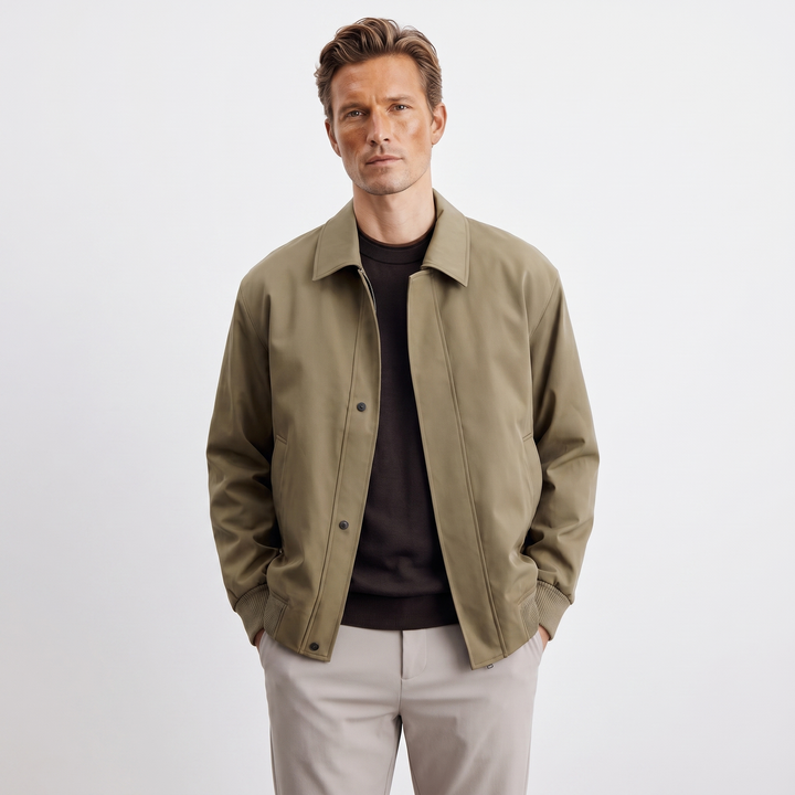 Men's Smart Casual Lightweight Zip-Up Collar Bomber Jacket