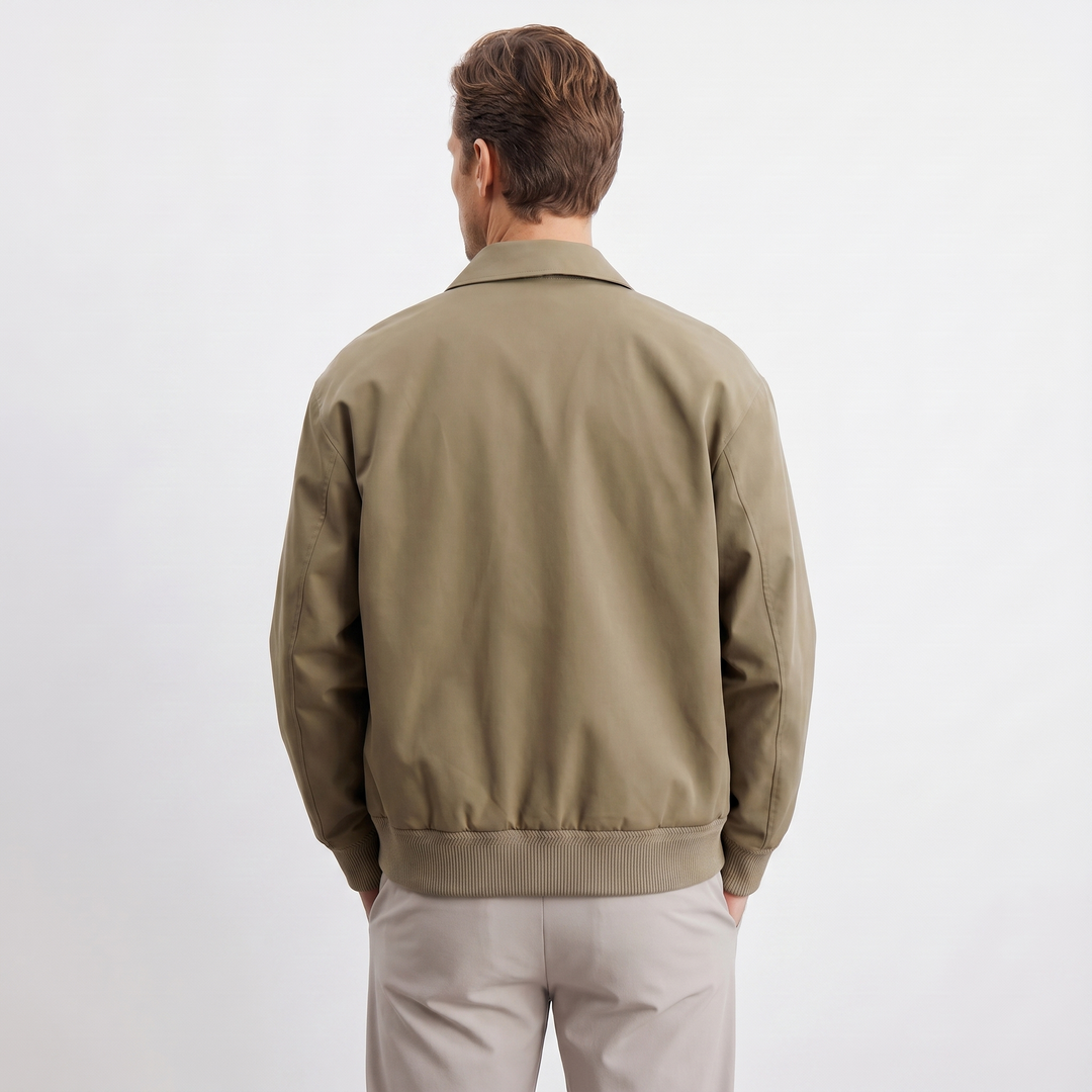Men's Smart Casual Lightweight Zip-Up Collar Bomber Jacket