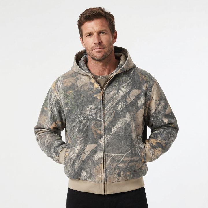 Men's Zip-Up Camouflage Hooded Jacket