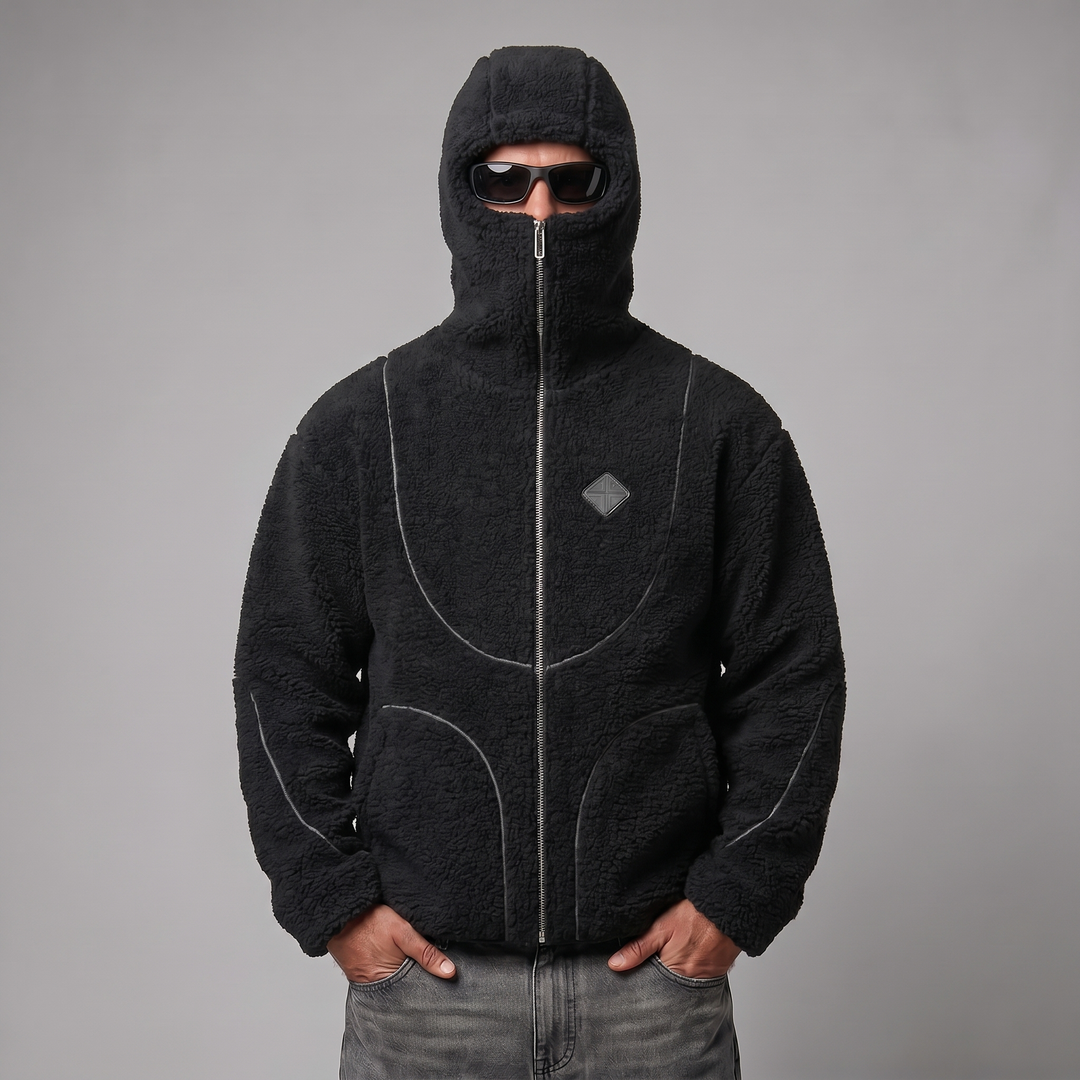 Men's Premium Polar Fleece Wool Hooded Zip Jacket