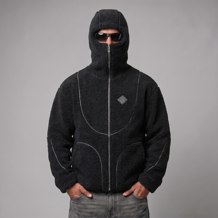 Men's Premium Polar Fleece Wool Hooded Zip Jacket