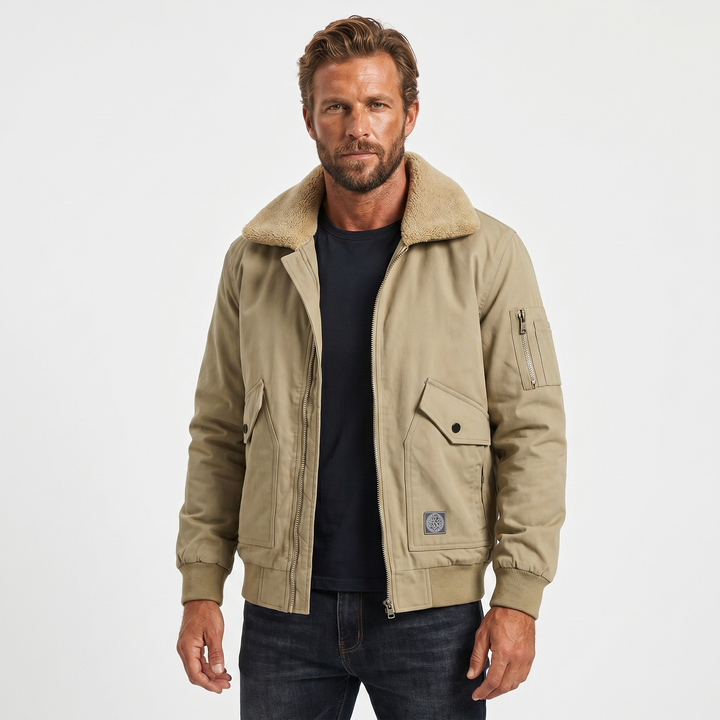 Men's Sherpa Lined Windproof Bomber Jacket