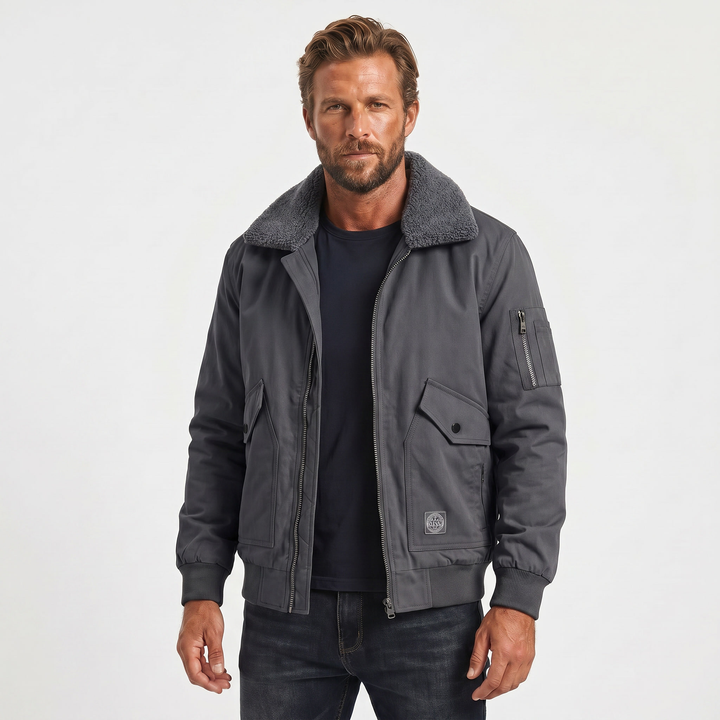 Men's Sherpa Lined Windproof Bomber Jacket