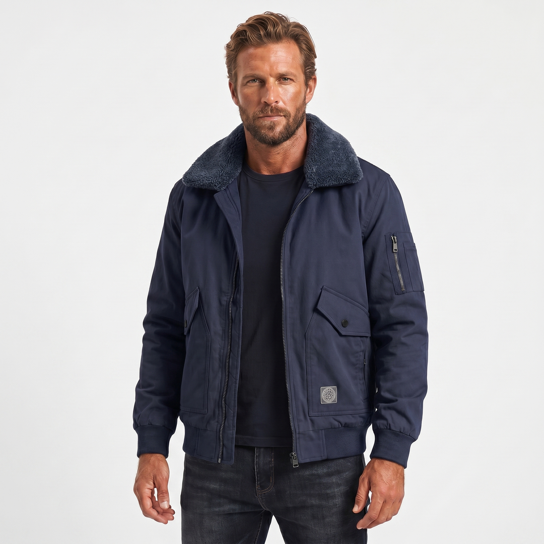 Men's Sherpa Lined Windproof Bomber Jacket