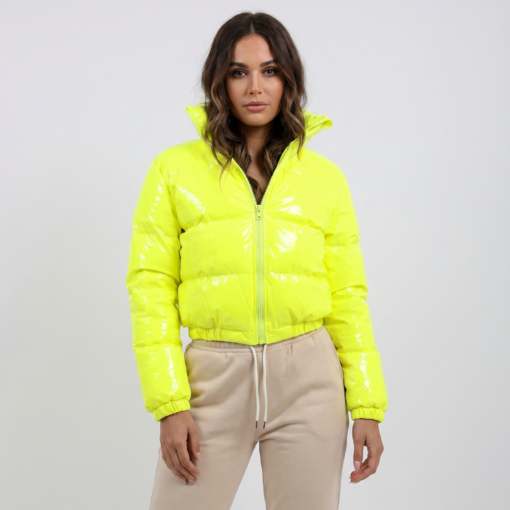 Women's Glossy Cropped Puffer Jacket
