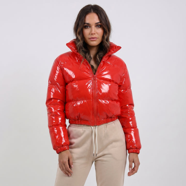 Women's Glossy Cropped Puffer Jacket