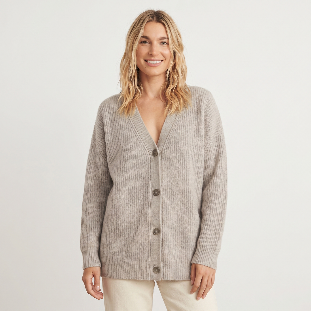 Cardigans For Women – Oversized Ribbed V-Neck Knit