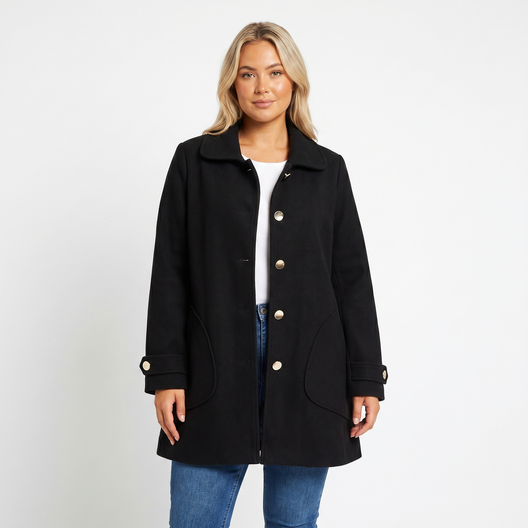 Womens Car Coat – Brushed Single-Breasted Mid-Length