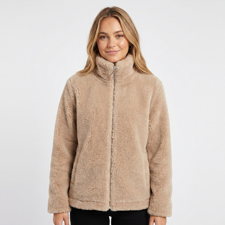 Ladies Sherpa Jacket – Stand Collar Two-Way Zip