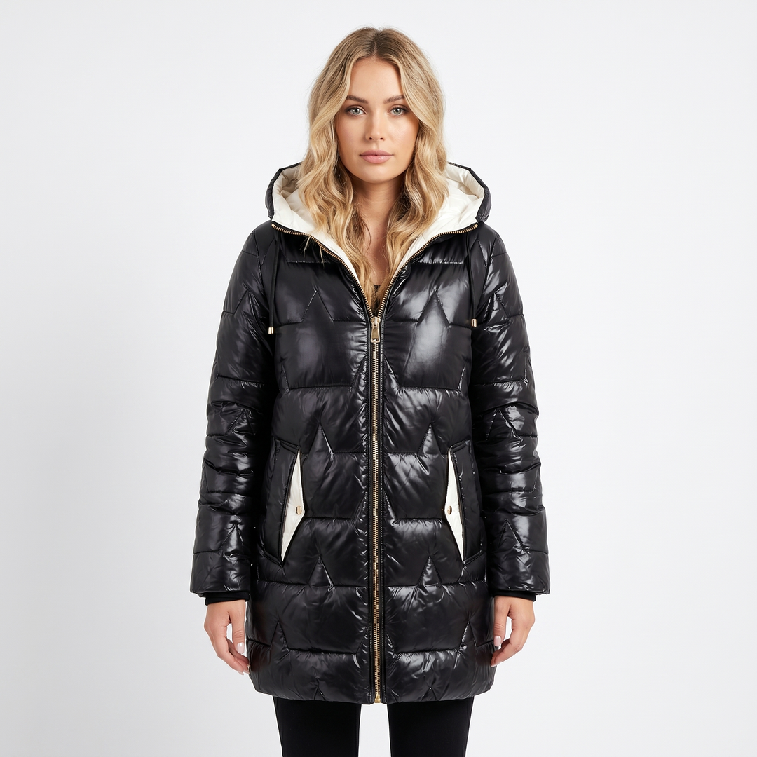 Womens Longline Puffer Jacket – Hooded Quilted Zip Up