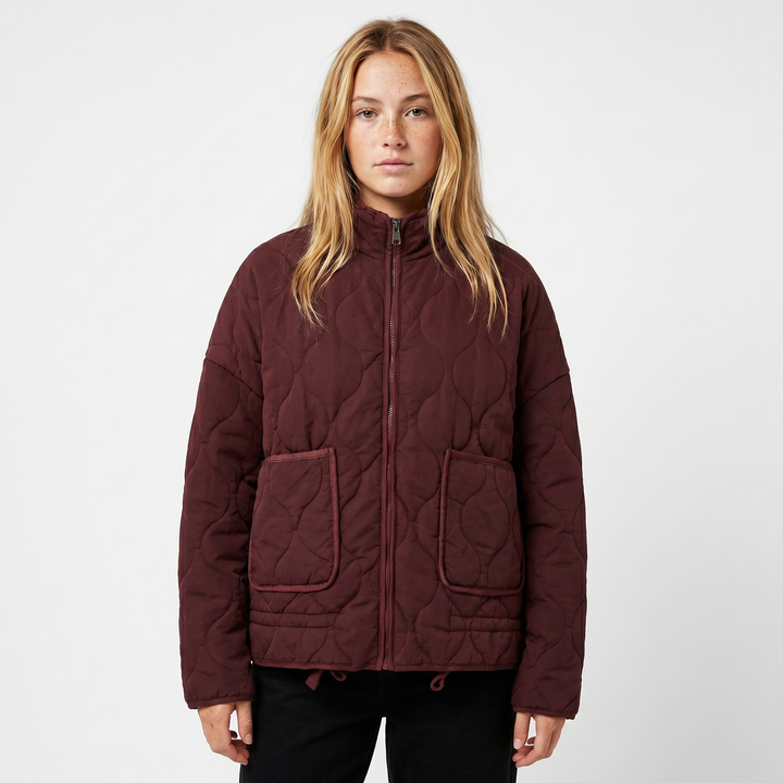 Womens Quilted Anorak – Utility Stand Collar Zip Up