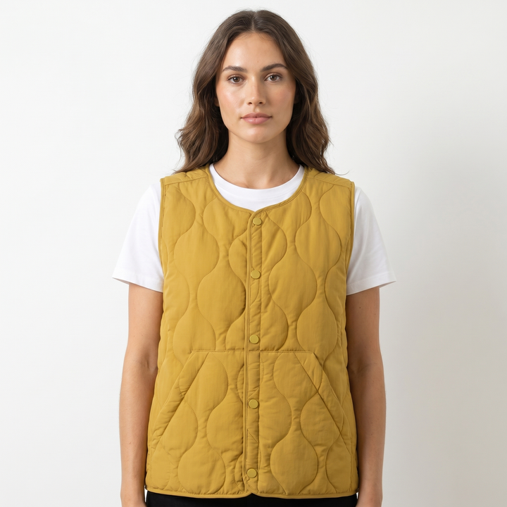 Womens Quilted Liner Vest – Onion Stitch Snap Front