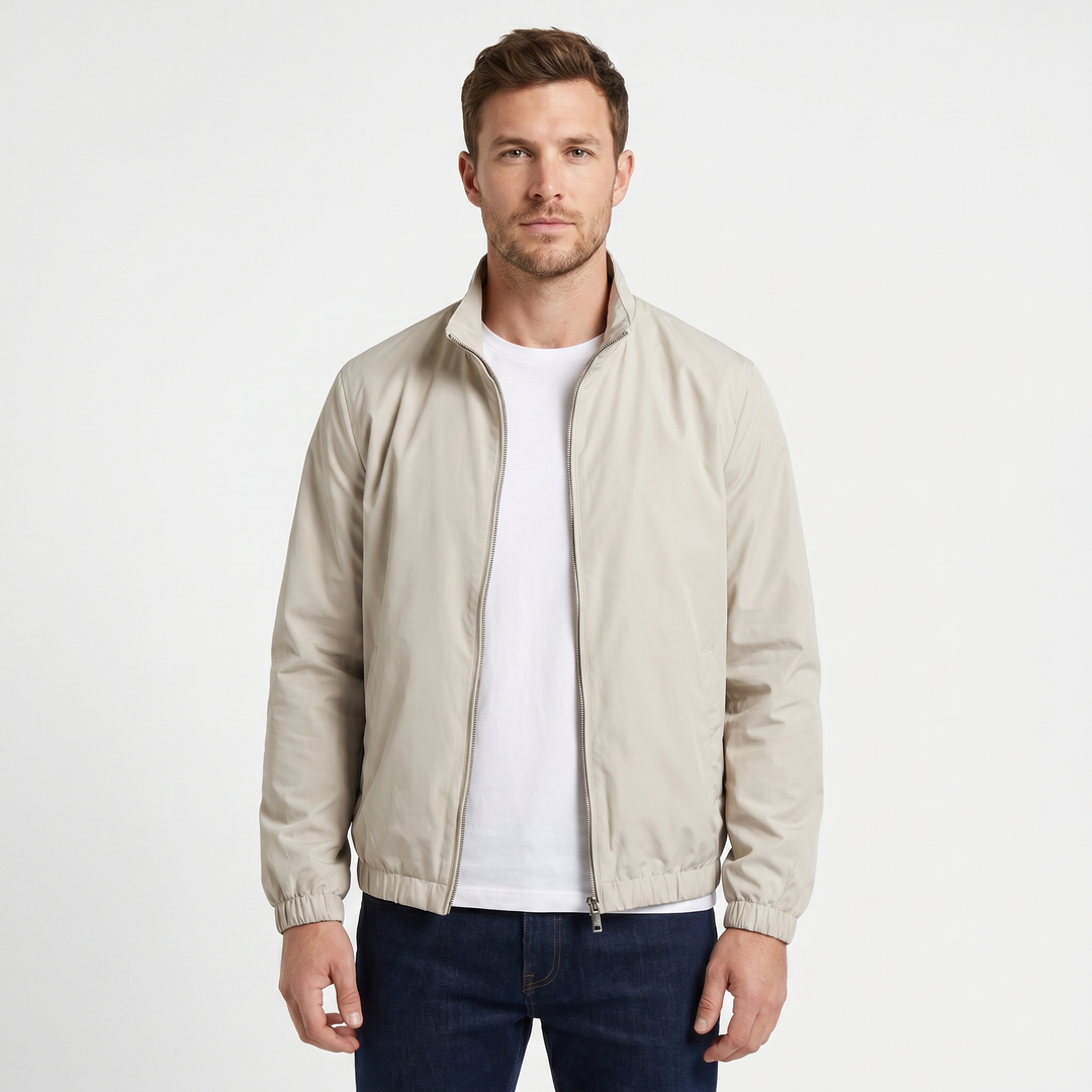 Mens Bomber Jacket – Lightweight Stand Collar Zip Up