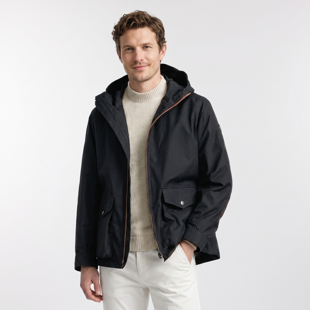 Mens Hooded Jacket – Field Style Two-Way Zip
