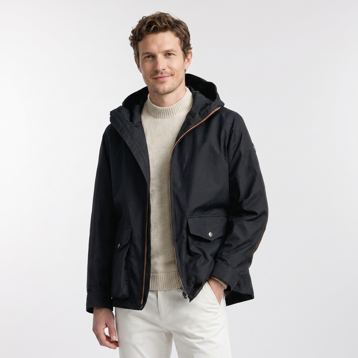 Mens Hooded Jacket – Field Style Two-Way Zip