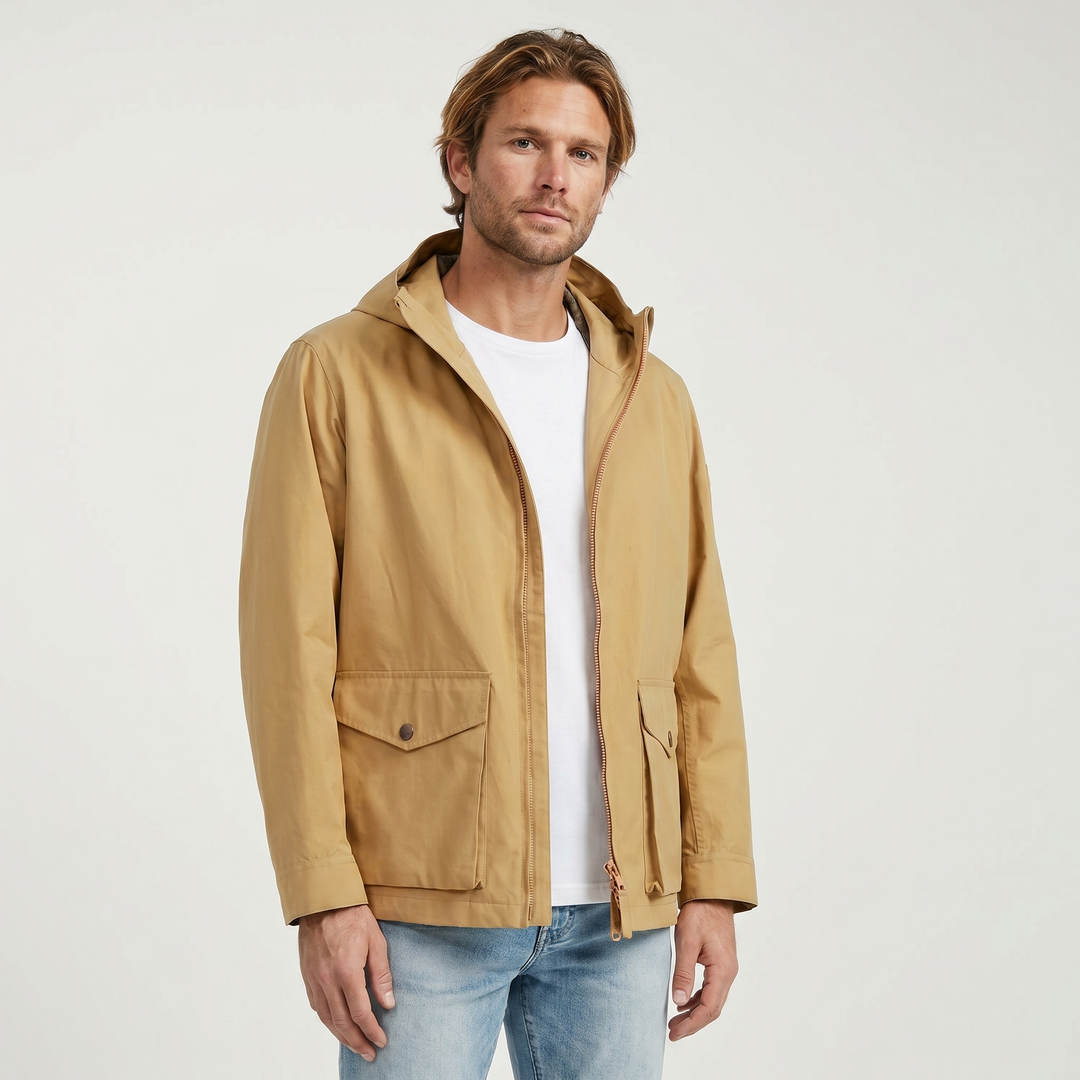Mens Hooded Jacket – Field Style Two-Way Zip